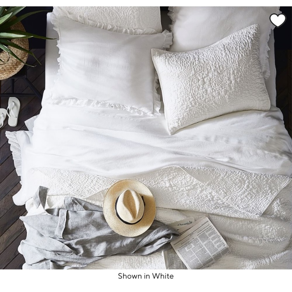 Pottery Barn Belgian Flax Linen Fringe Ruffle Duvet Cover Twin - Picture 5 of 5
